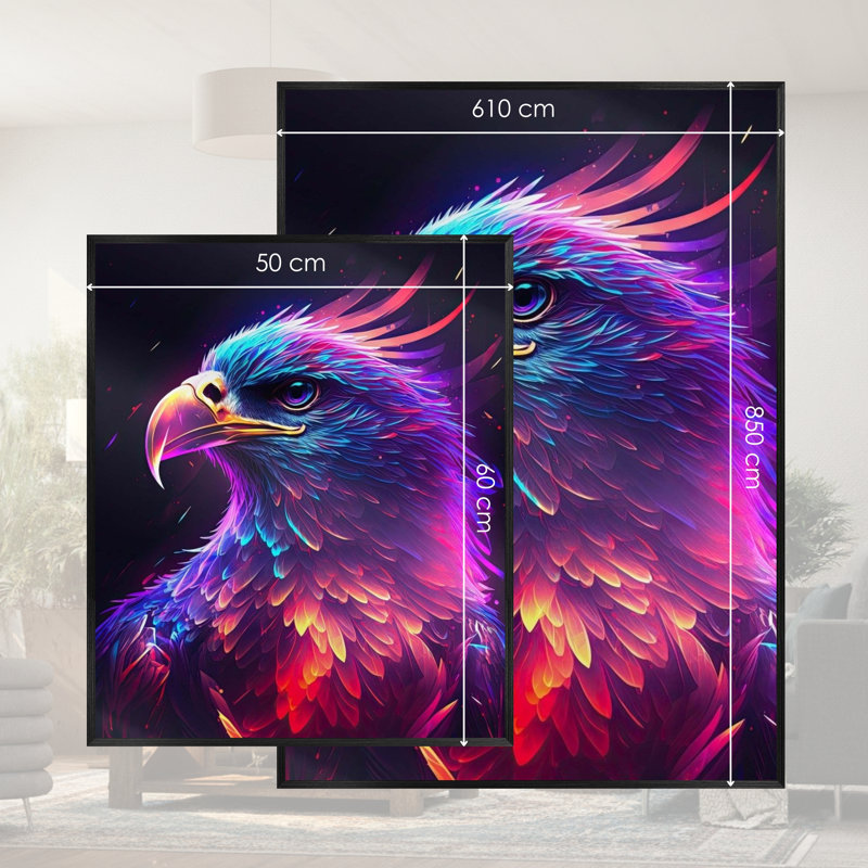 Single Picture Frame LED Illuminated Wall Art Wall Art on Glass / Aluminium, 60cm H x 50cm W