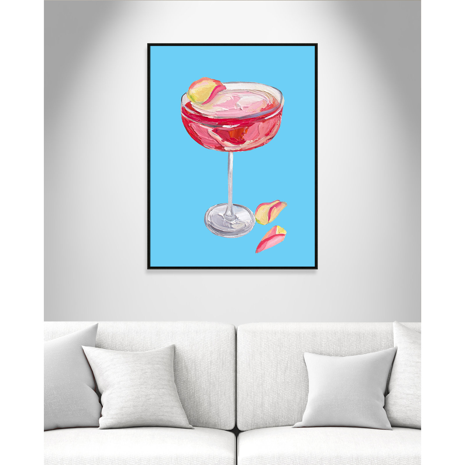 Sparkling Rose Gin Cocktail Print by Straker, 49.5" H x 37.5" W, Espresso Floater