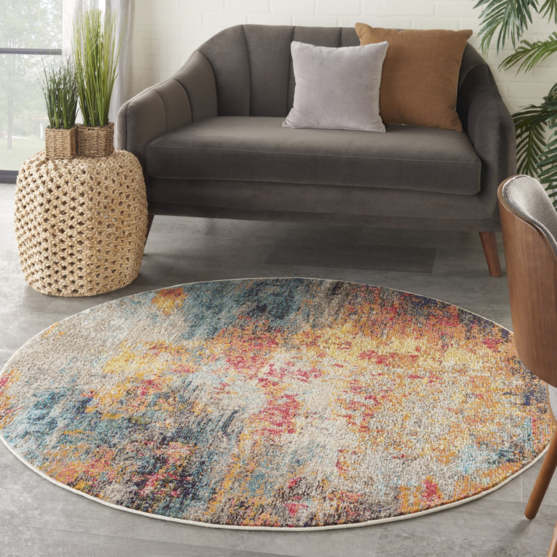 Abstract Indoor Rug, Round 5'3"