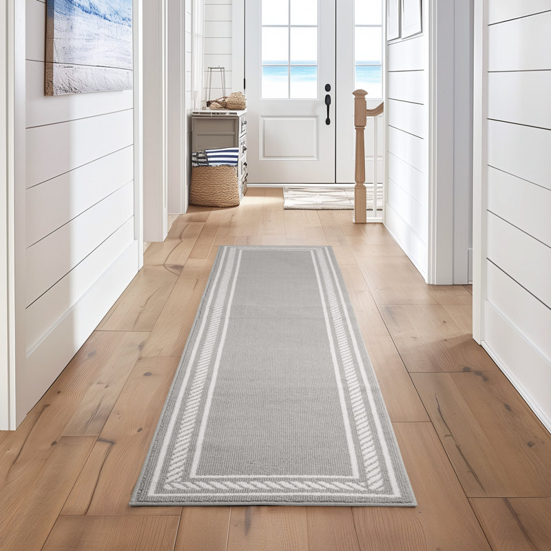 Nautica Rope Border Machine Washable All Loop Tufted Rugs 1-Piece, Runner 2'6" x 10'