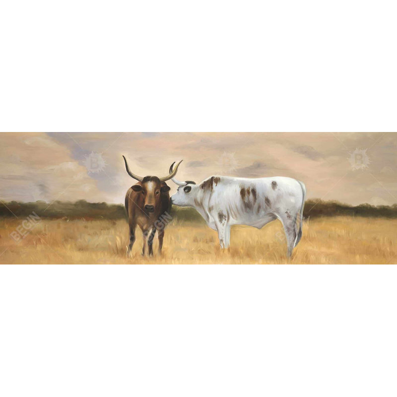 "Troupeau de nguni" sur toile, H 16 po x l 48 po