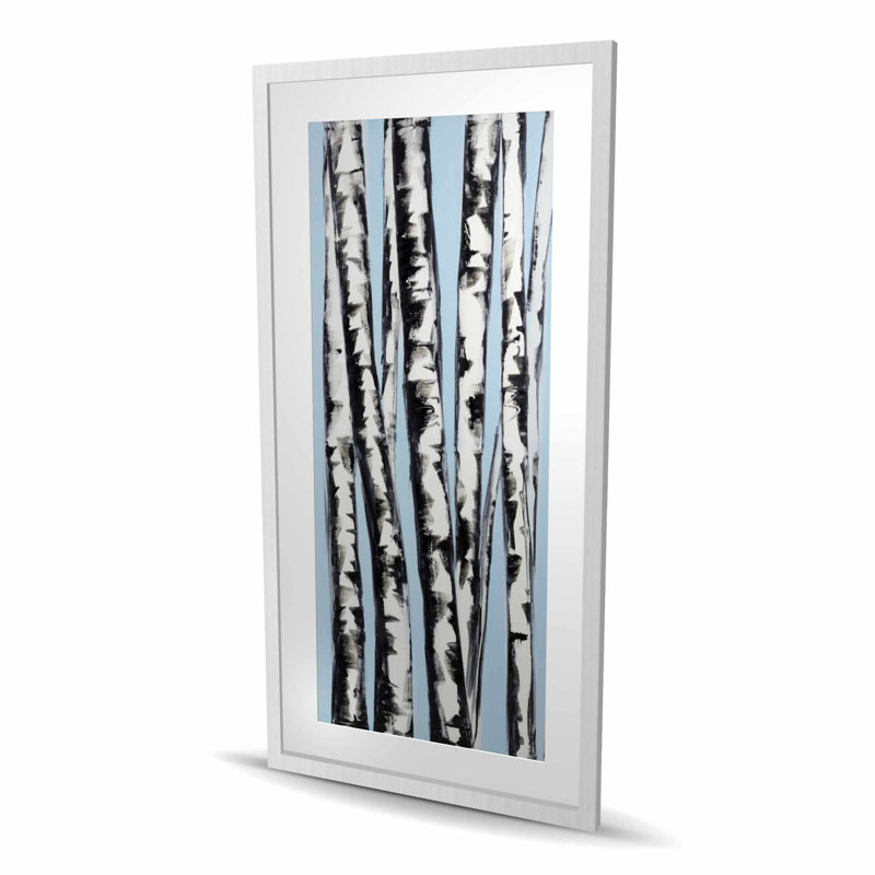 Pastel Birches - reproduction mat moderne encadrée pour la décoration intérieure, H 48 po x l 24 po