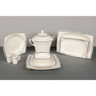 Porcelain China Dinnerware Set 62 Piece - Service for 12