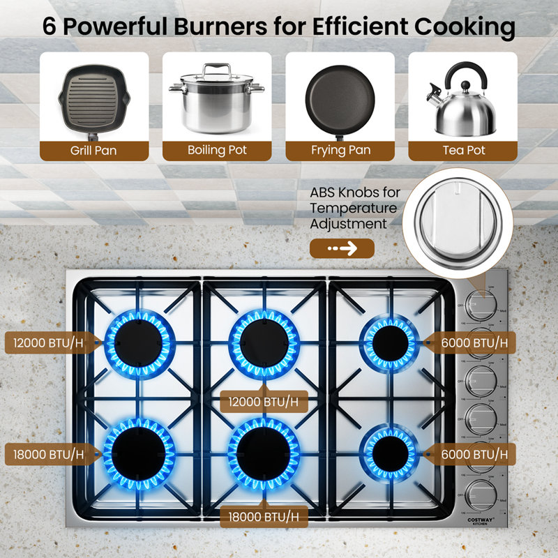 Surface de cuisson au gaz naturel 36 po Costway