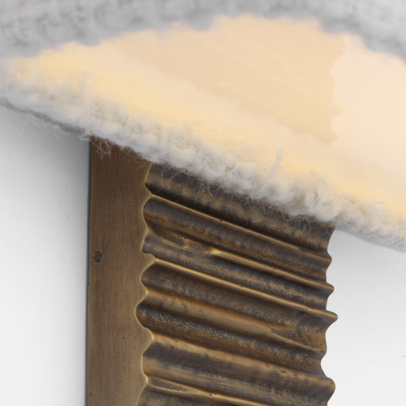 Anne-Marie Barton Fumar 23" Tail Sconce with Bouclé Shade, Ridged Tombac