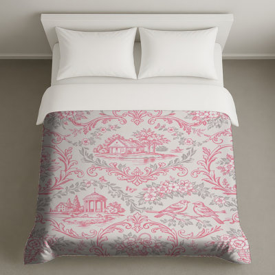Pink Gray Toile Duvet Covers