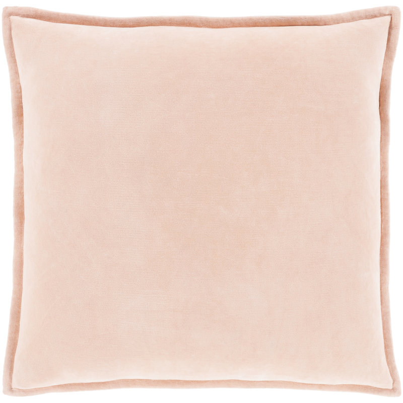 Oreiller 100% coton Edgar Square, Inférieur, Pêche, H 22 po x l 22 po