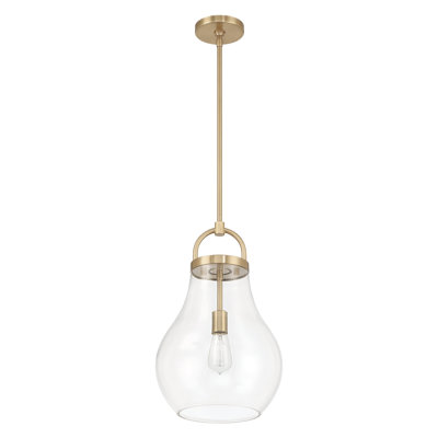 Kennith 12-inch 1-light Champagne Gold Pendant Light with Clear Glass Shade