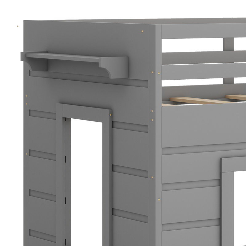 Lit mezzanine avec tiroirs et tablette, Grey
