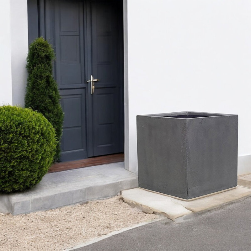 Eastvale Handmade Planter Box, Gray, 16" H x 16" W x 16" D