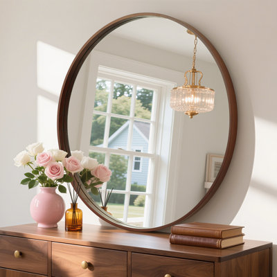 Karrina Accent Wood Round Mirror
