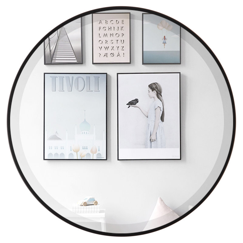 Campfort Round Mirror, 18.62" H x 18.62" W, Matte Black