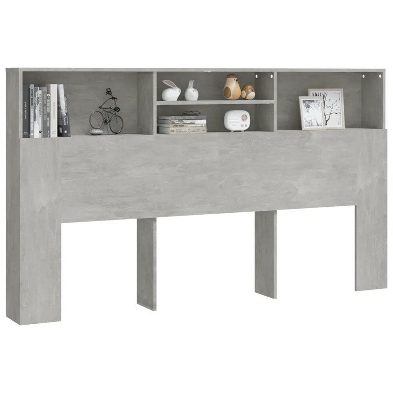 Melby Headboard Cabinet, Concrete Grey, Super King (6')
