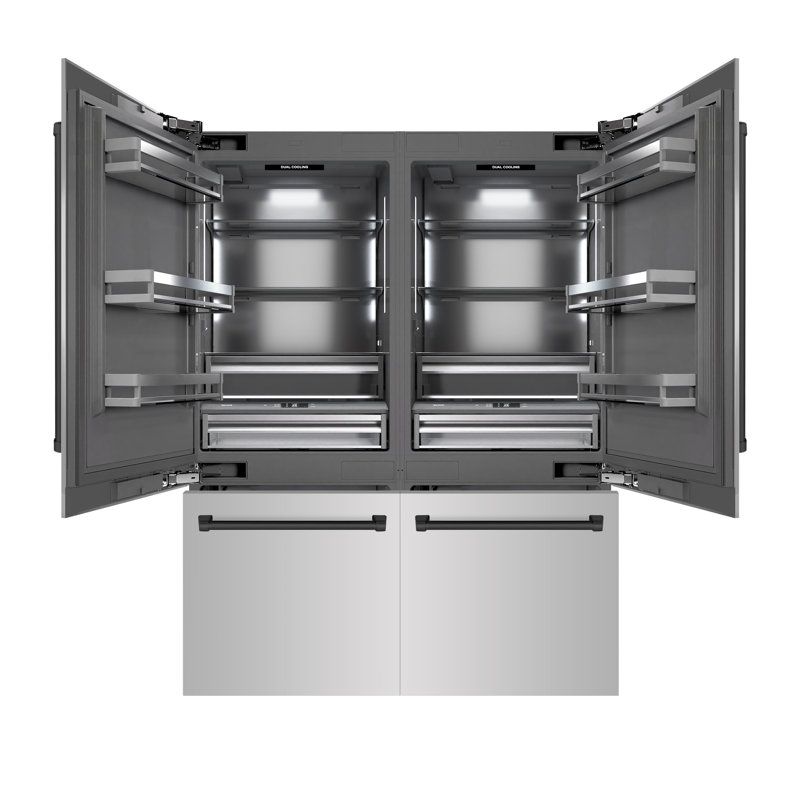 ZLINE Autograph 60 in. Black Stainless Refrigerator w/ Gray & Gold Accents, Stainless Steel/Matte Black