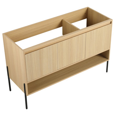 Meuble-lavabo de 48 po - Bois d'ingénierie fabriqué en bois d'ambiance moderne à colorier 3 pièces de porte à fermeture en douceur Mécanisme d'armoire compartimentée