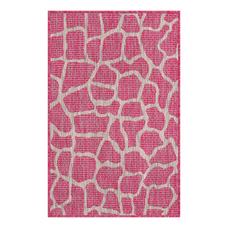 Murphey Animal Print Pink/Gray Indoor / Outdoor Area Rug, Rectangle 2' x 3'1"