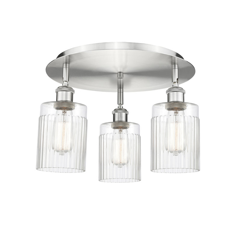 Bethy Glass Flush Mount, Clear, Satin Nickel