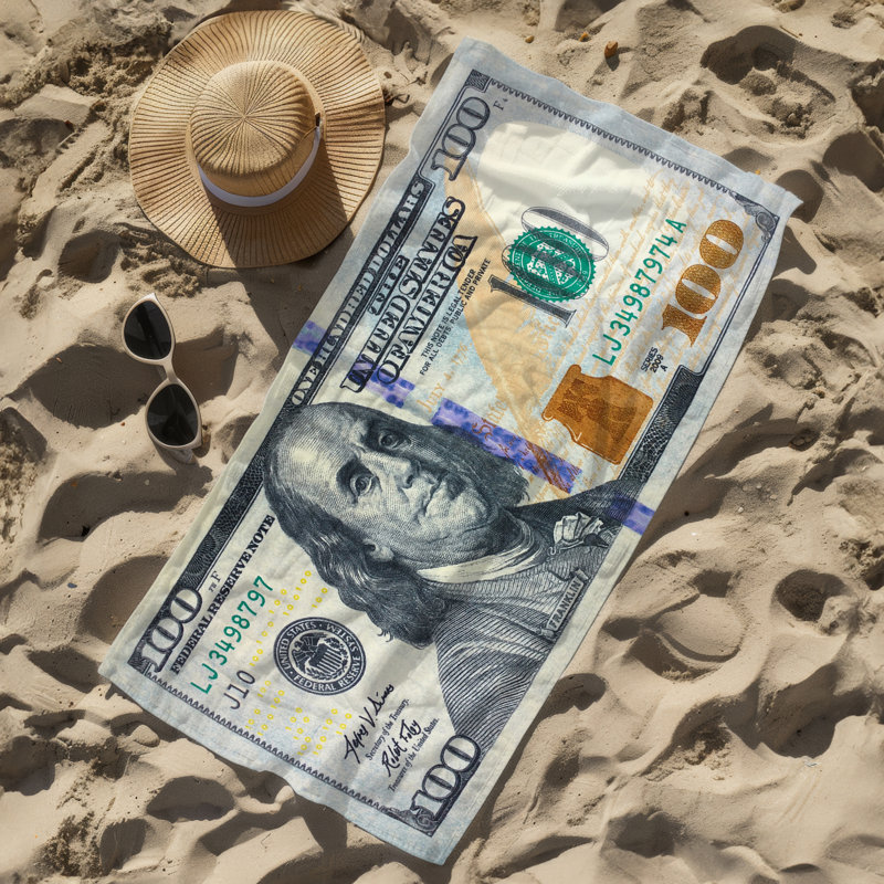 Jahliyah 100 Dollar Bill Beach Towels | 100% Cotton Pool Towel 30"x60"