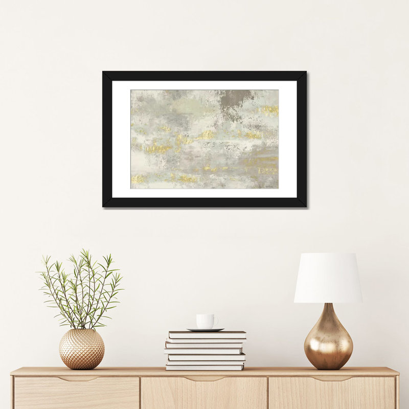 « fleuri day golden gris », impression sur toile, H 16 po x l 24 po x P 1 po, Papier d'art encadré noir