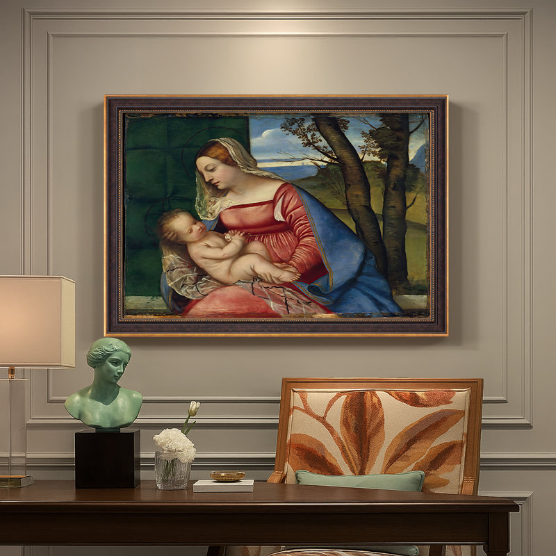 Madone et enfant, v. 1508 - Titien (Tiziano Vecelli) - Toile encadrée sur mesure, Non, 30X44, Venetian Gold