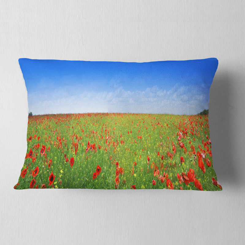 Coussin Poppy Meadow - paysage imprimé