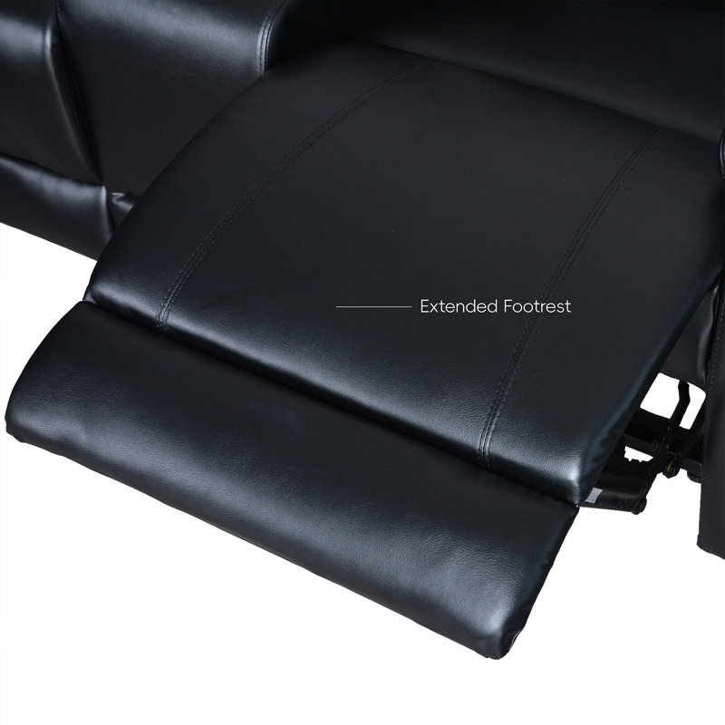 Canapé modulaire inclinable de 109 po en similicuir avec rangement et porte-gobelets, Similicuir noir