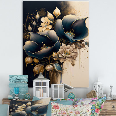 Deep Blue Calla Lily Bouquet II - Impression sur toile