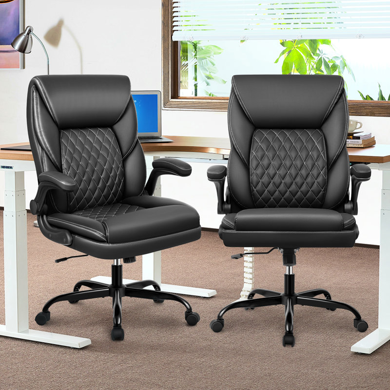 Ergonomic Faux Leather Home Office Chair, Black