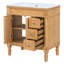 Meuble-lavabo moderne, structure en bois massif et panneau de fibres à densité moyenne, 2 portes et 3 tiroirs, conception à fermeture en douceur, tablette ajustable en forme de U, lavabo en céramique, ensemble d'armoires de rangement pour salle de bain, conception moderne et élégante