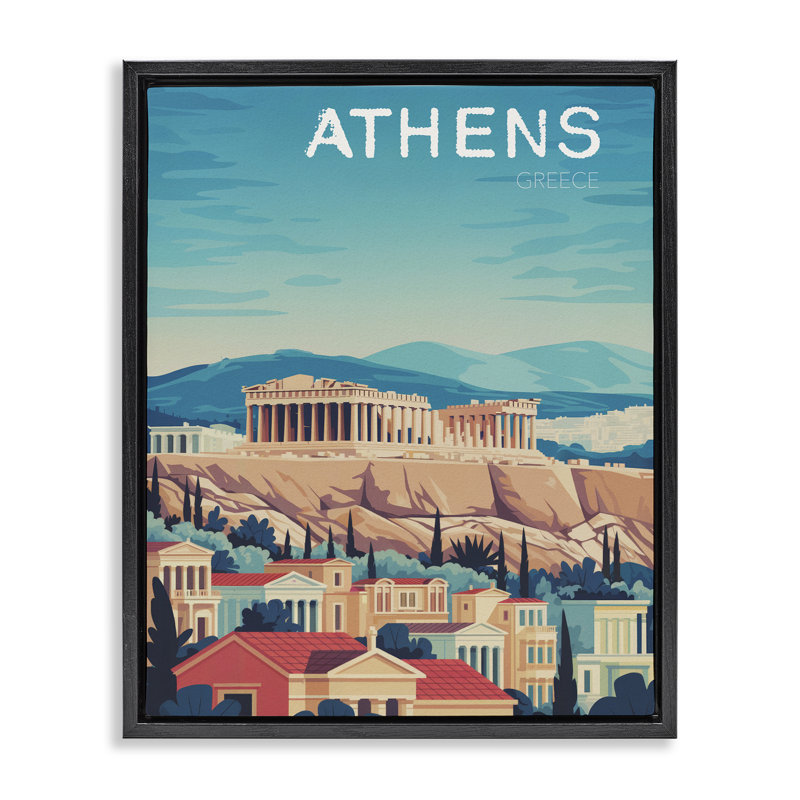 Cadre flottant avec topographie de la ville d'Athènes, design par Andreas Magnusson, H 31 po x l 25 po