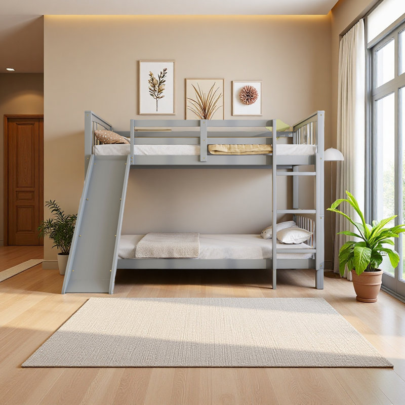 Twin Over Twin Bunk Bed With Slide And Ladder