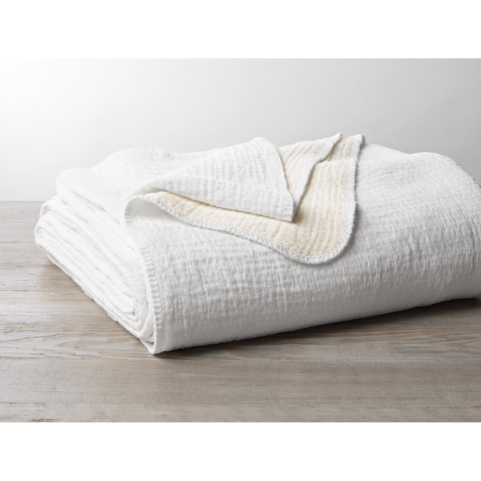 Cozy Cotton Hand Woven Throw Blanket, Alpine White, King