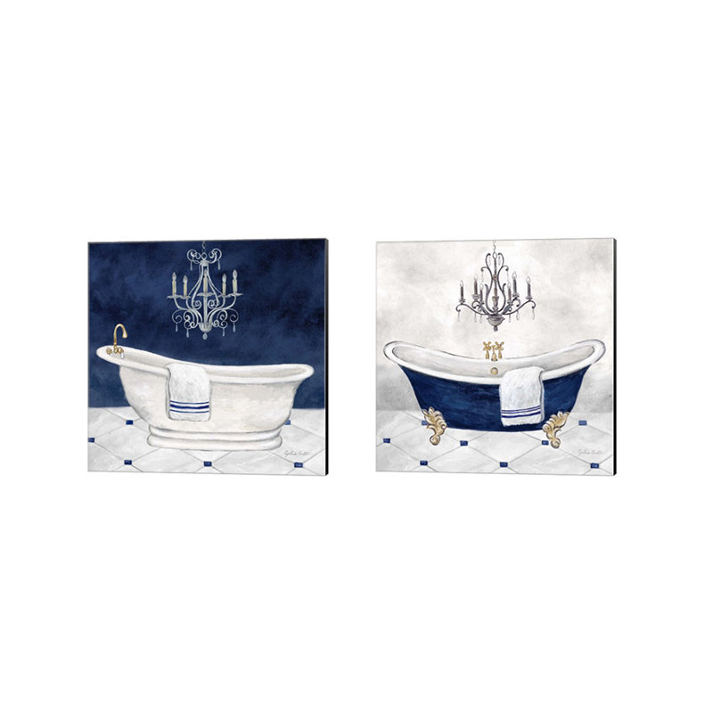 «Marine Blue Bath» par Cynthia Coulter, art sur toile (ensemble de 2)
