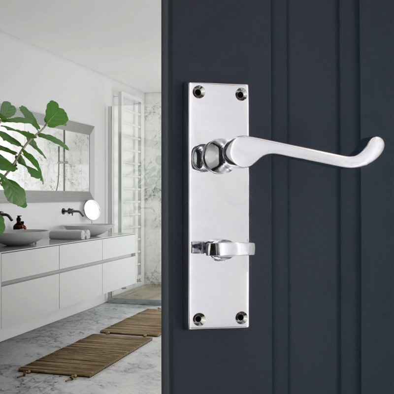 Victorian Scroll Privacy Lever Handle 150mm Polished Chrome