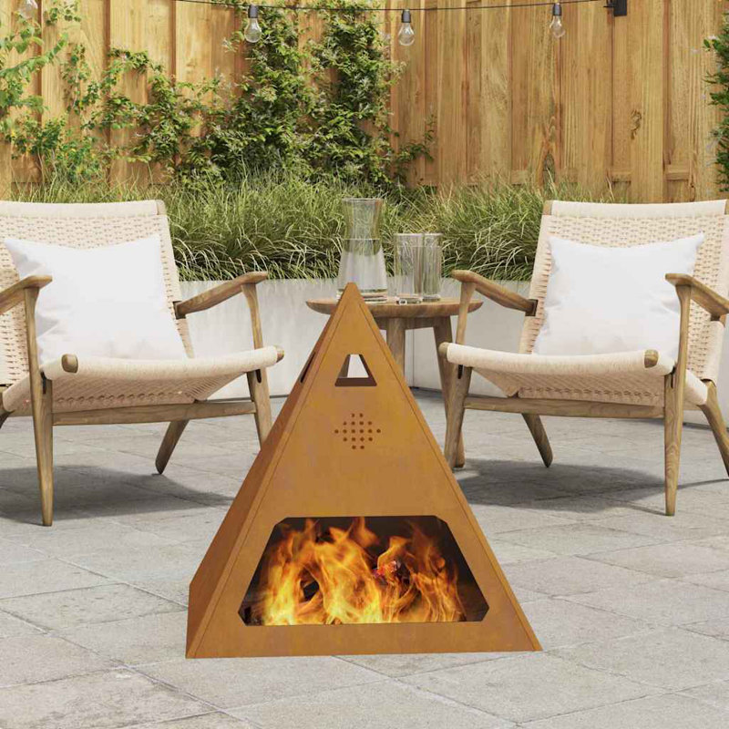 Camping Fire Pit, 51cm H x 50cm W x 50cm D, Brown