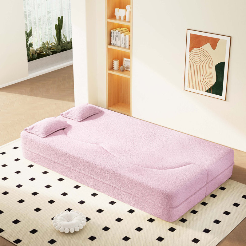 Mignon canapé-lit en tissu Teddy, Pink
