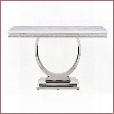 Table basse Modern Glam avec plateau en faux marbre 18 mm Structure en acier inoxydable durable Peu d'entretien pour le salon