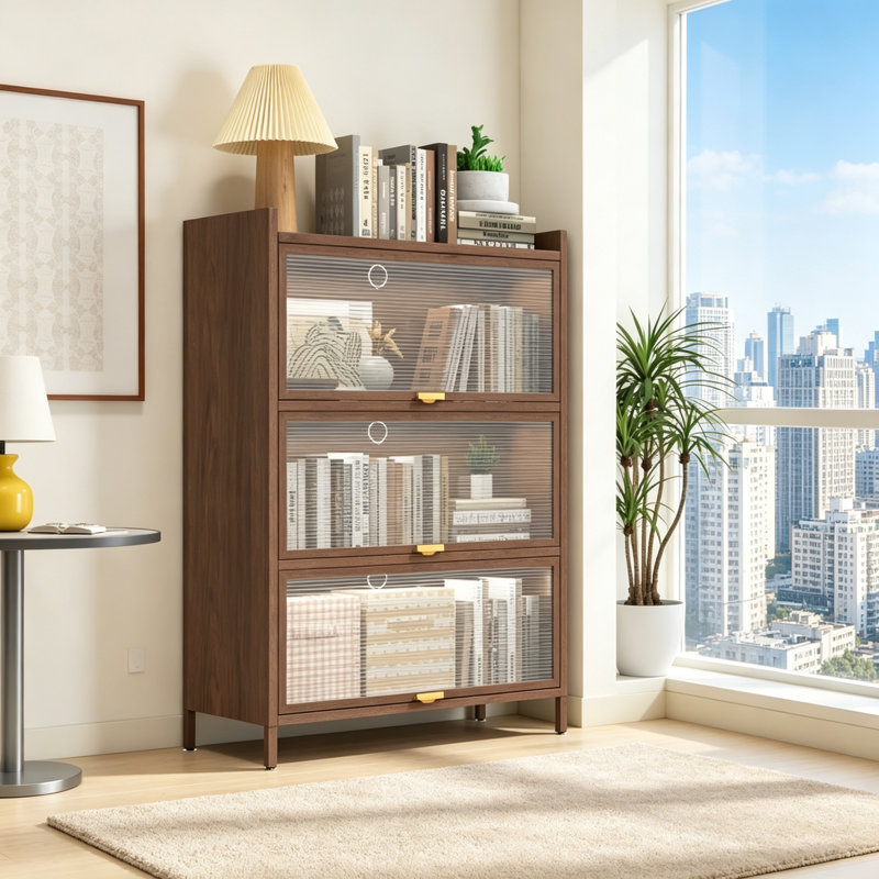 Armoire de 44 po de hauteur à 3 portes basculantes en métal avec beaucoup de rangement pour divers espaces de maison et de bureau, durable et peu encombrante