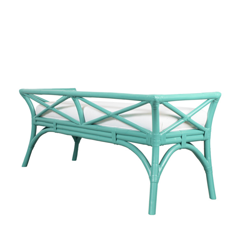 Wicker Bench, Turquoise