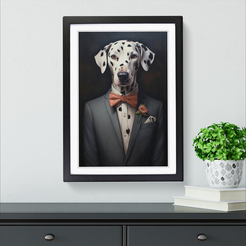 Dalmation in a Suit Painting - Framed Print, 46cm H x 34cm W, Black Framed