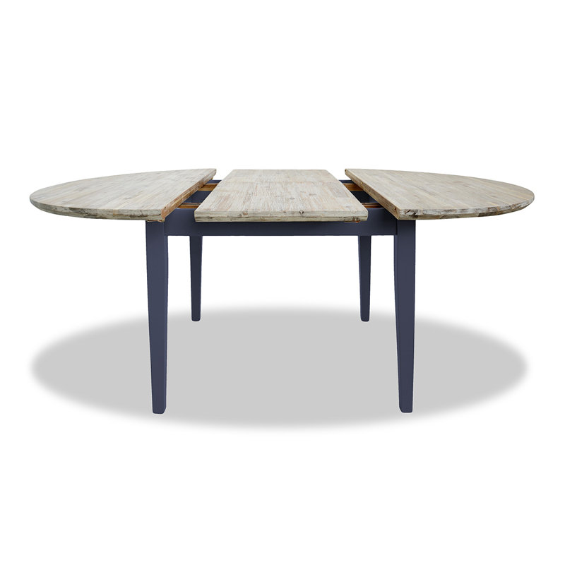 Chatham Extendable Round Solid Wood Top Dining Table, Navy Blue