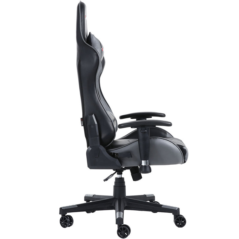 Brayden Studio Forcier Reclining Faux Leather PC & Racing Game Chair, Grey/Black