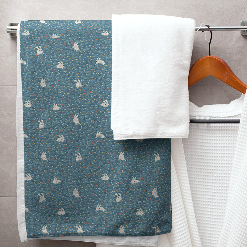 Serviette de bain lapin lapin, bleu
