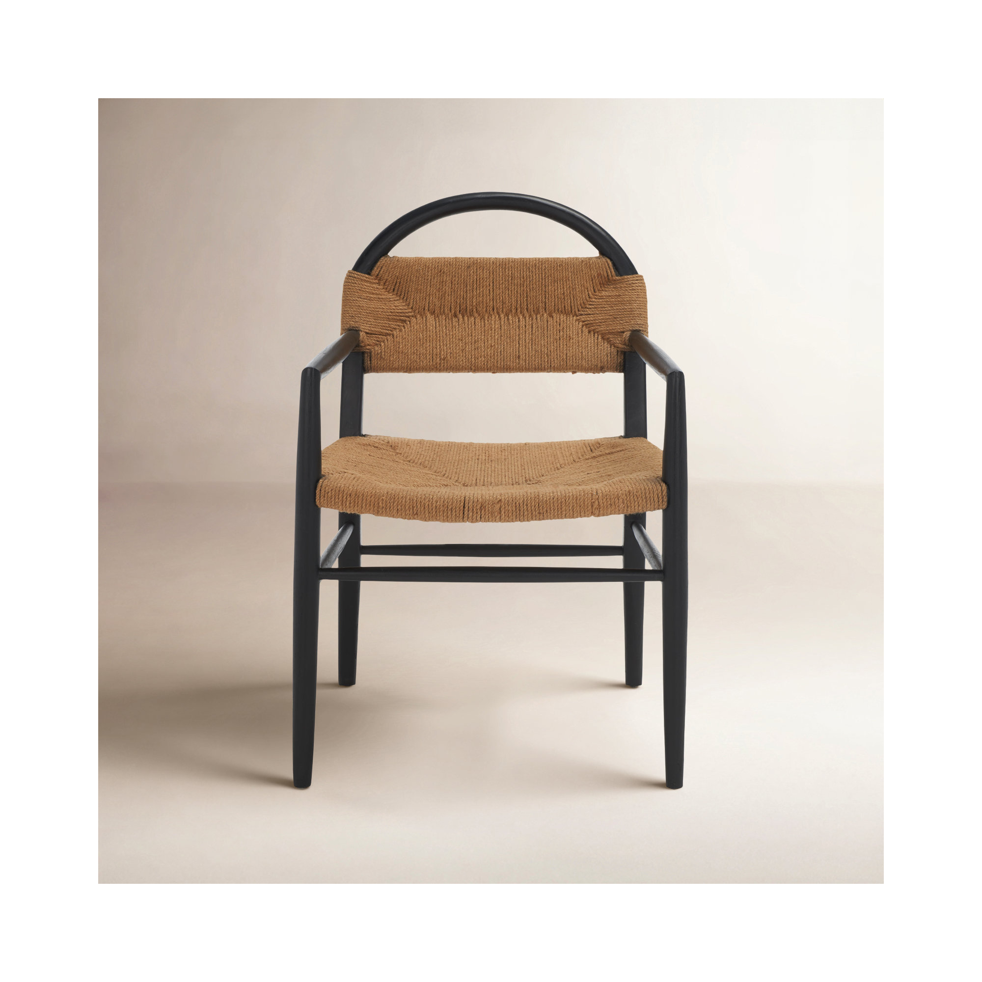 Kashmir Solid Wood Arm Chair, Brown, Black
