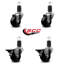 Ensemble de roulettes extensibles pivotantes à roue pivotante de 3 pouces à 1 5/8 po et 2 freins SCC