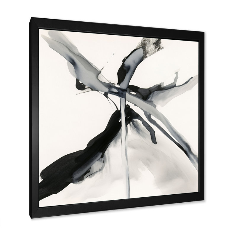 Abstrait V neutre - Décoration murale formes abstraites, H 40 po x l 30 po x P 1,5 po, Cadre simple noir