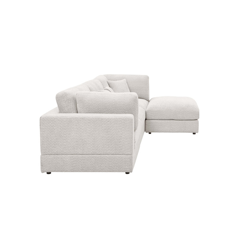 Canapé modulaire Luxecloud, Kaki / crème bouclée / polyester