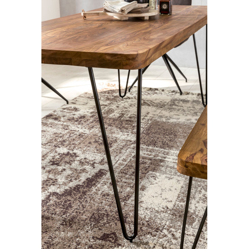 Leyva Sheesham Rectangular Wood Top Dining Table, 76cm H x 200cm W x 80cm D, Sheesham