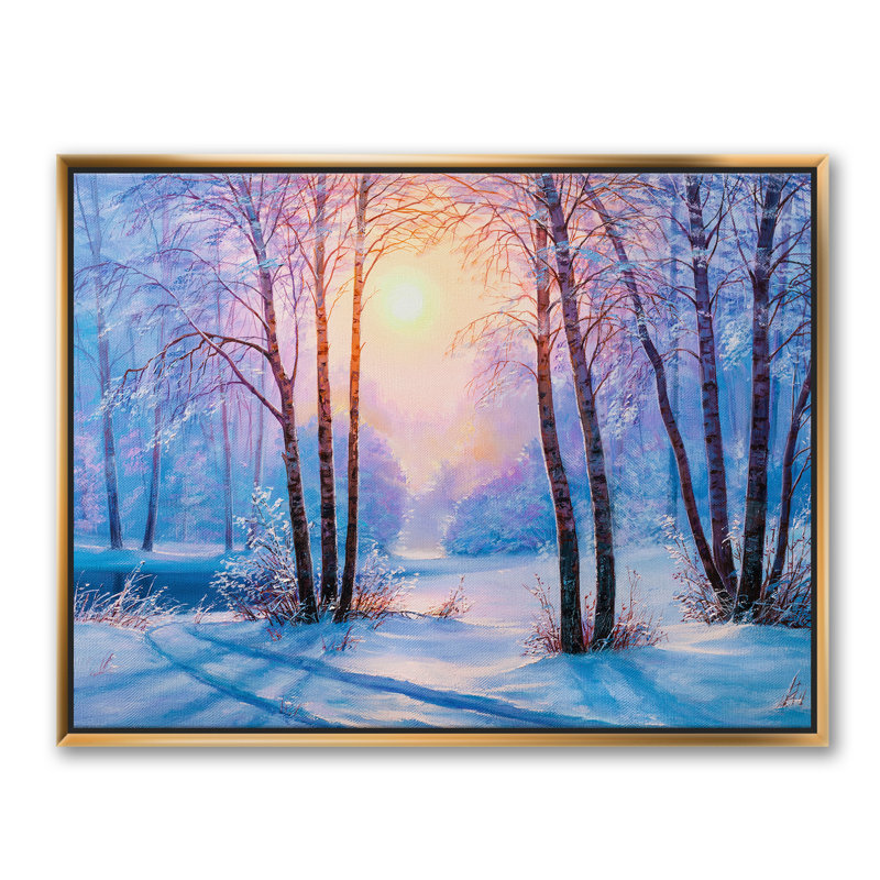 «Warm Sunshine Reflection over Winter Forest River III», reproduction sur toile flottante, H 30 po x l 40 po x 1,5 po