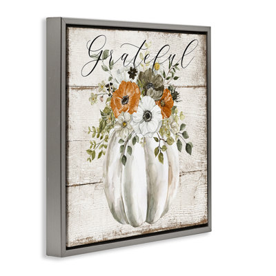 Grateful Floral Pumpkin Framed Giclee Art by LSR Design Studio